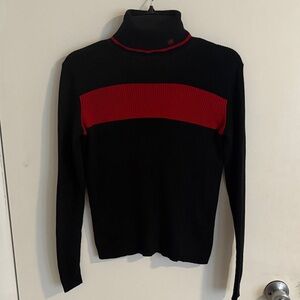 Ralph Lauren Black Turtleneck Sweater with Red Stripe